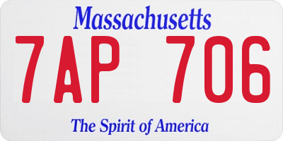 MA license plate 7AP706