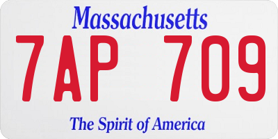 MA license plate 7AP709