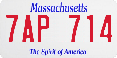 MA license plate 7AP714