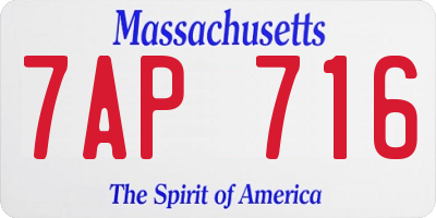 MA license plate 7AP716
