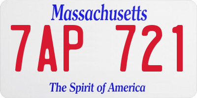 MA license plate 7AP721