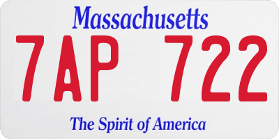 MA license plate 7AP722