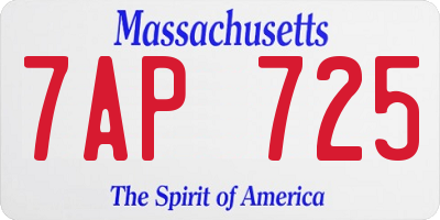 MA license plate 7AP725