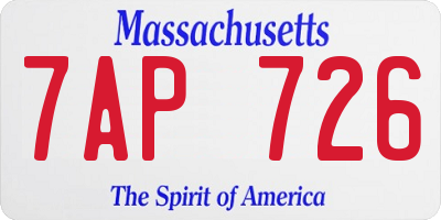 MA license plate 7AP726