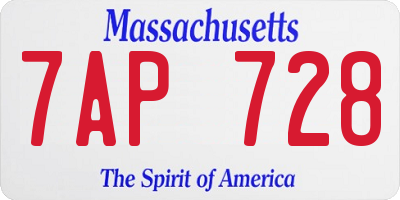 MA license plate 7AP728