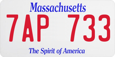 MA license plate 7AP733