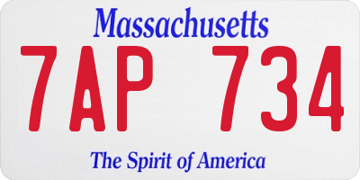 MA license plate 7AP734