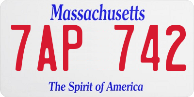 MA license plate 7AP742