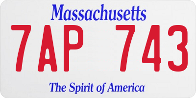 MA license plate 7AP743