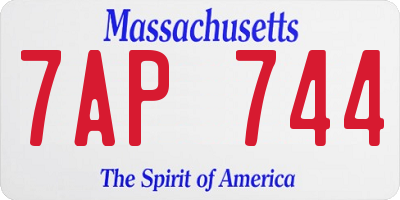 MA license plate 7AP744