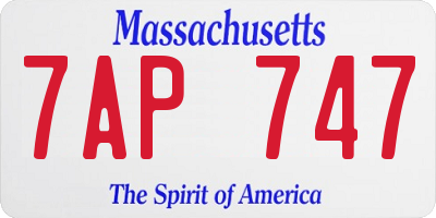 MA license plate 7AP747