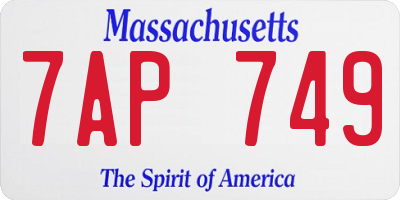 MA license plate 7AP749