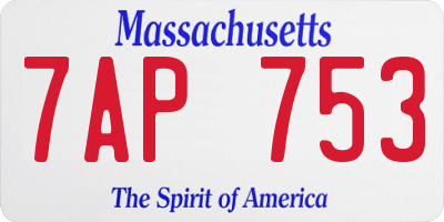 MA license plate 7AP753
