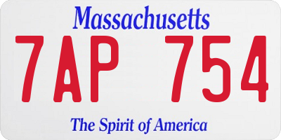 MA license plate 7AP754