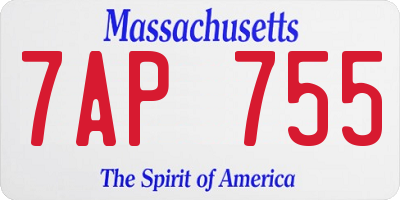 MA license plate 7AP755