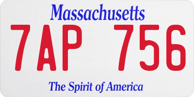 MA license plate 7AP756