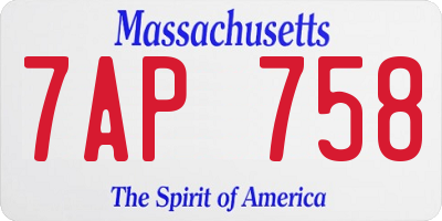 MA license plate 7AP758