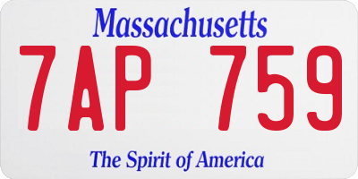 MA license plate 7AP759