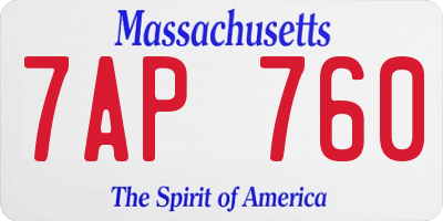 MA license plate 7AP760