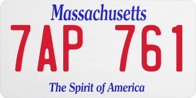 MA license plate 7AP761