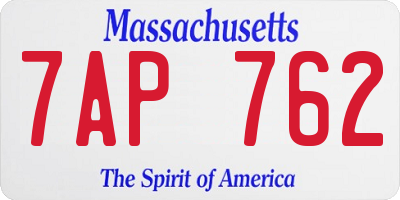 MA license plate 7AP762