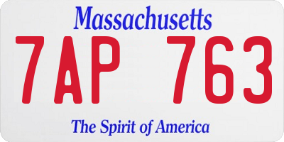 MA license plate 7AP763