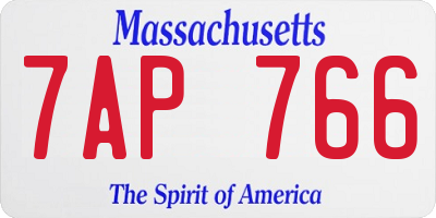 MA license plate 7AP766