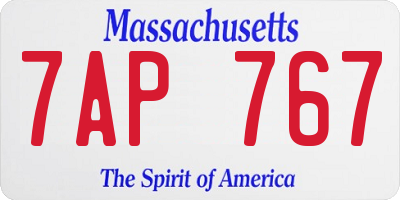 MA license plate 7AP767