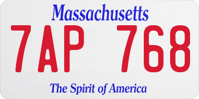 MA license plate 7AP768