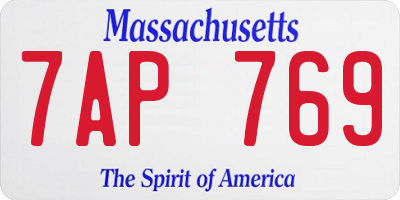 MA license plate 7AP769