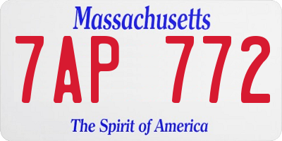 MA license plate 7AP772