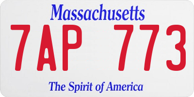 MA license plate 7AP773