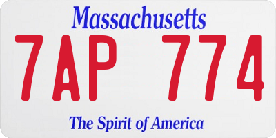 MA license plate 7AP774