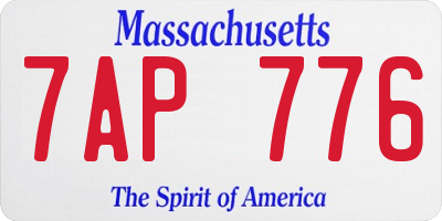MA license plate 7AP776