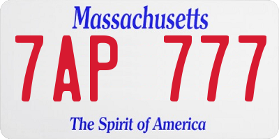 MA license plate 7AP777