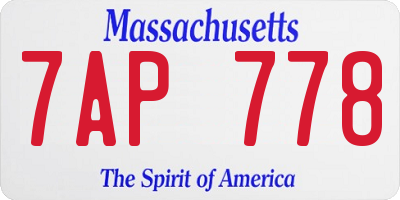 MA license plate 7AP778