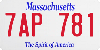 MA license plate 7AP781