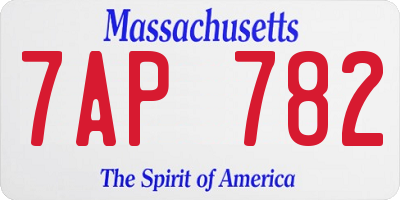 MA license plate 7AP782