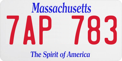 MA license plate 7AP783