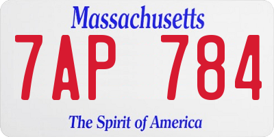 MA license plate 7AP784