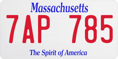 MA license plate 7AP785