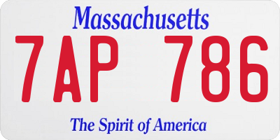 MA license plate 7AP786