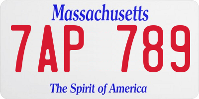 MA license plate 7AP789