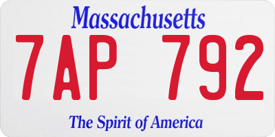 MA license plate 7AP792