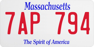 MA license plate 7AP794
