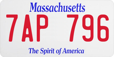 MA license plate 7AP796