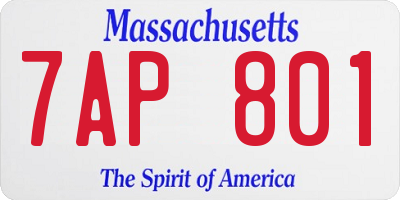 MA license plate 7AP801