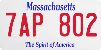 MA license plate 7AP802
