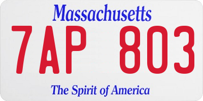 MA license plate 7AP803