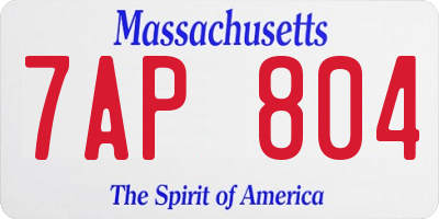 MA license plate 7AP804